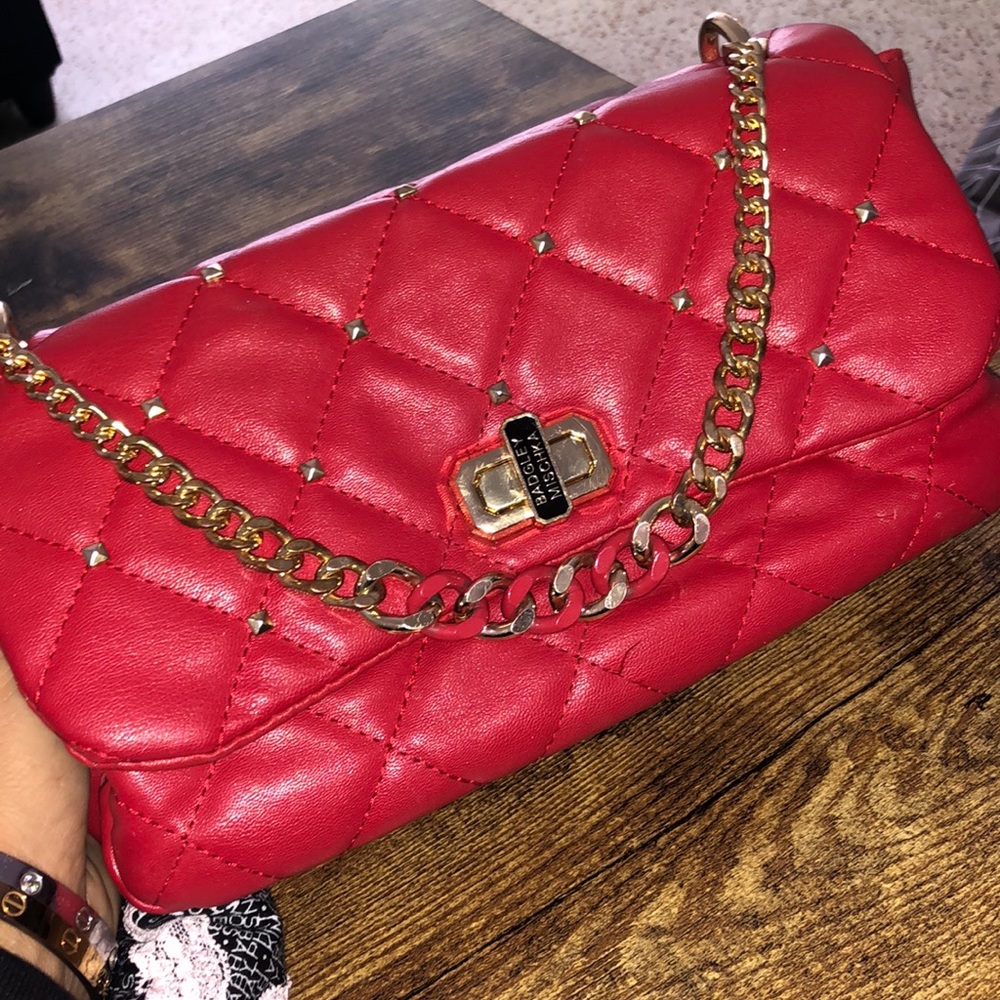 BADGLEY MISCHKA RED BAG WITH GOLD CHAIN ❤️